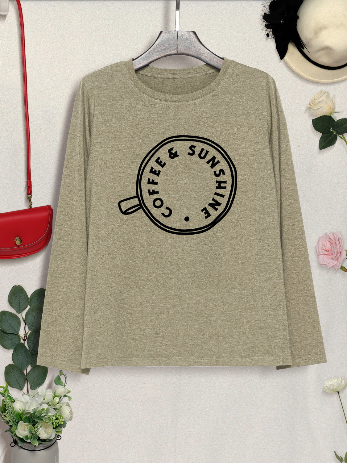 COFFEE SUNSHINE Round Neck Long Sleeve T-Shirt