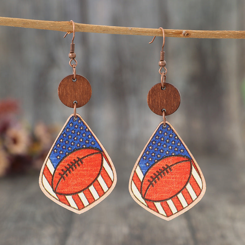 Printed Wooden Dangle Earrings