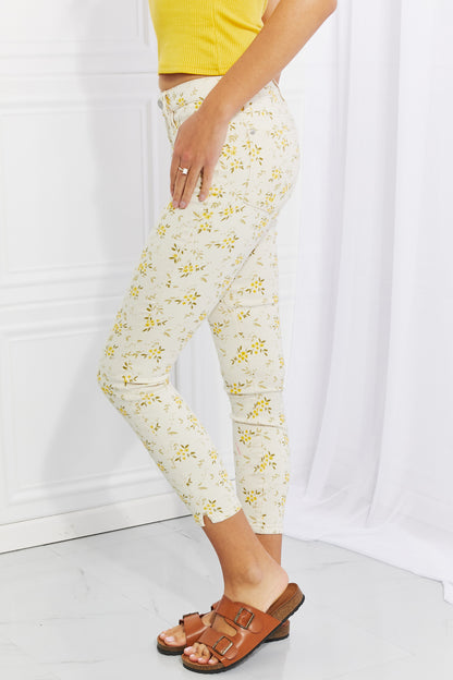 Judy Blue Full Size Golden Meadow Floral Skinny Jeans