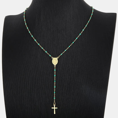 Stainless Steel Beaded Cross Necklace