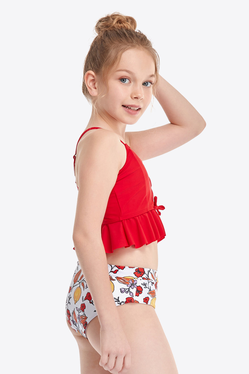 Printed Crisscross Ruffled Two-Piece Swim Set