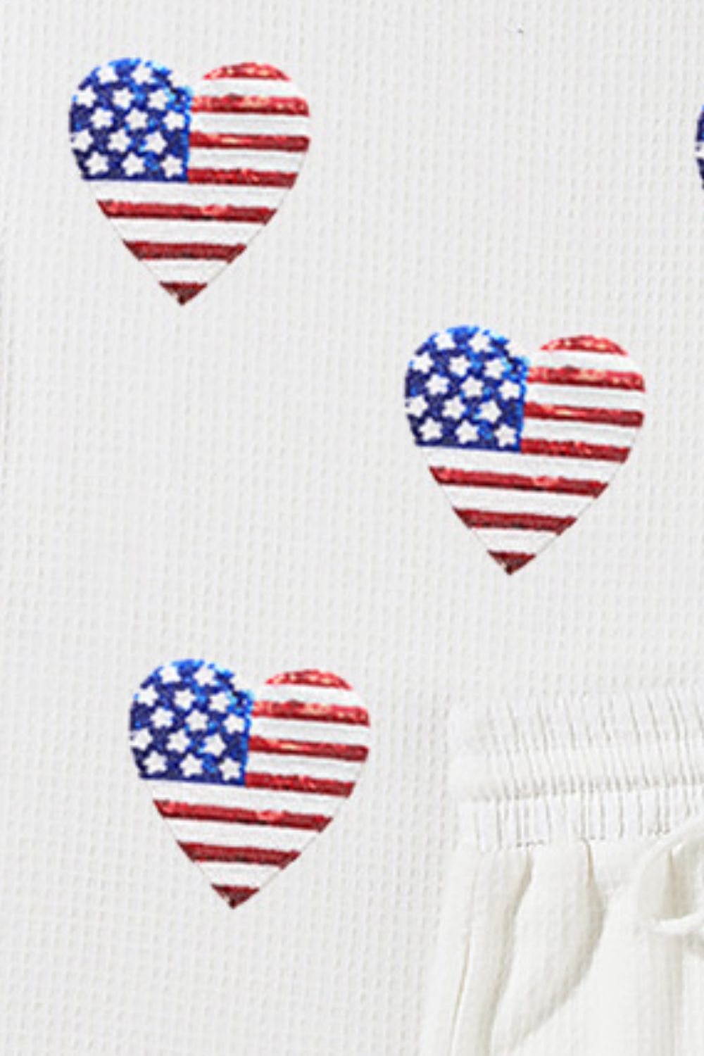 US Flag Round Neck Top and Shorts Set