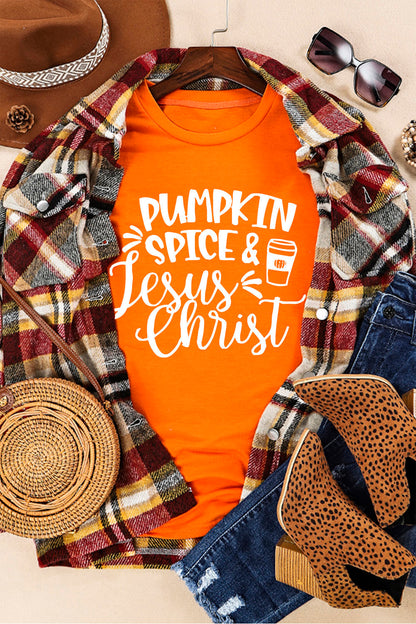 Round Neck Short Sleeve PUMPKIN SPICE JESUS CHRIST T-Shirt