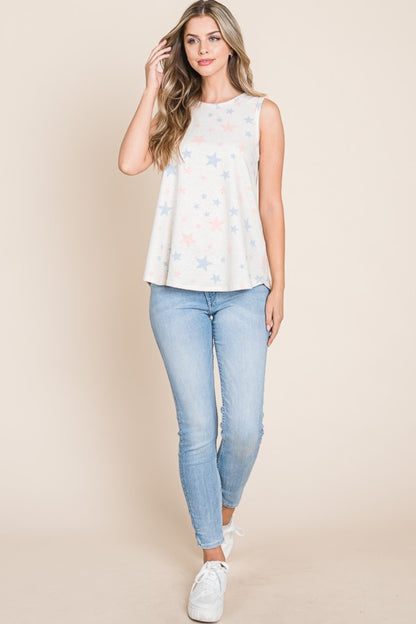 BOMBOM Star Print Round Neck Tank