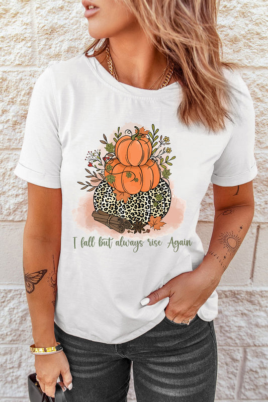 Short Sleeve Round Neck Pumpkin Graphic Tee