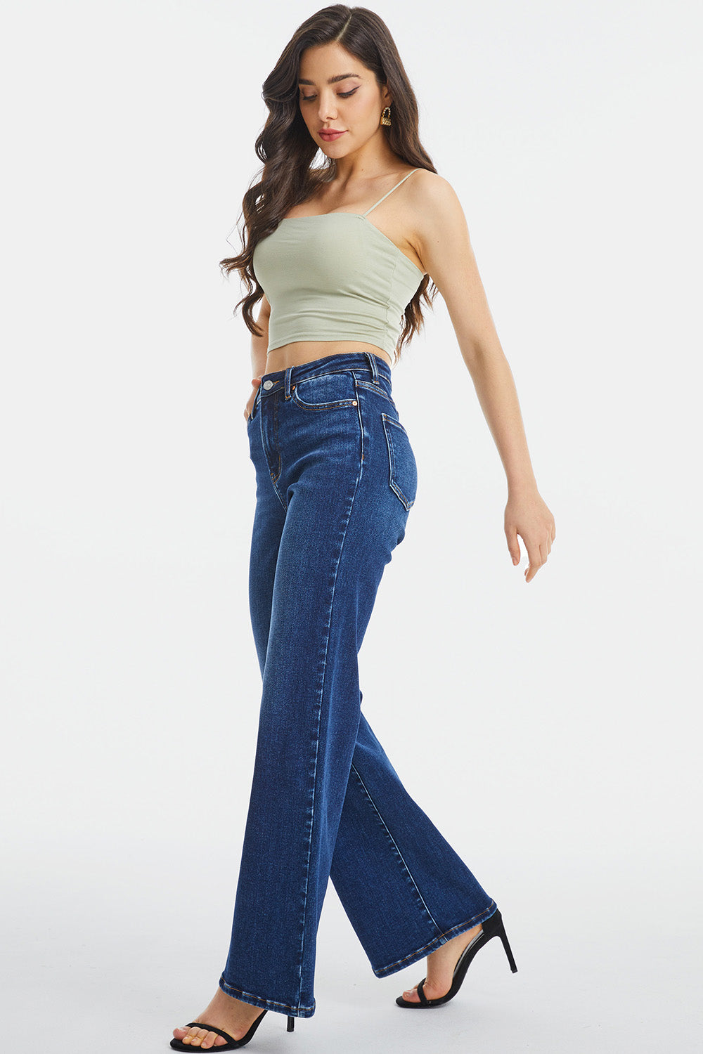 BAYEAS Full Size High Waist Cat's Whisker Wide Leg Jeans