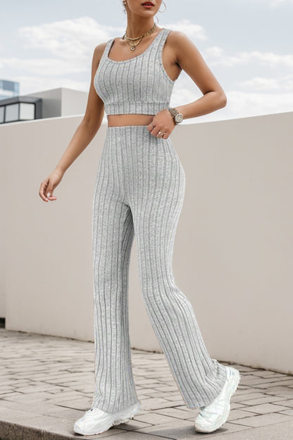 Wide Strap Tank and High Waist Pants Set