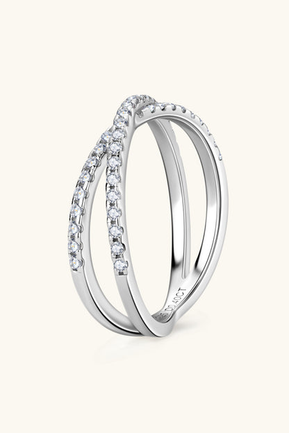 Moissanite 925 Sterling Silver Crisscross Ring