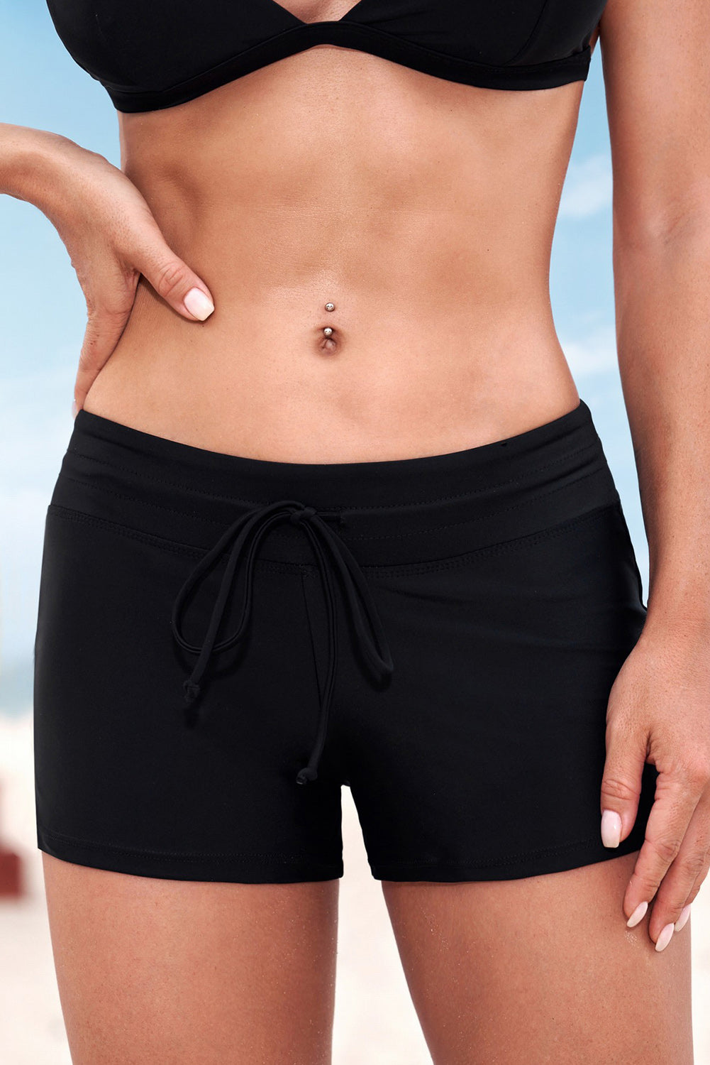 Full Size Run Contrast Drawstring Swim Bottoms