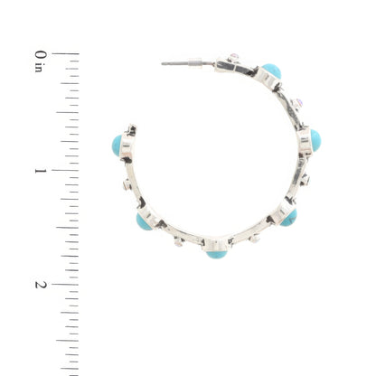 Western Turquoise Bead Open Hoop Earring